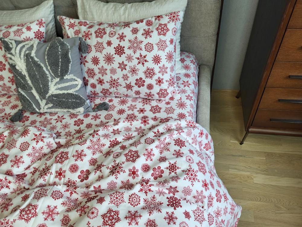 Комплект постельного белья на резинке фланель двуспальный/наволочки 50х70/70x70 см Снежинка NEW (8901)