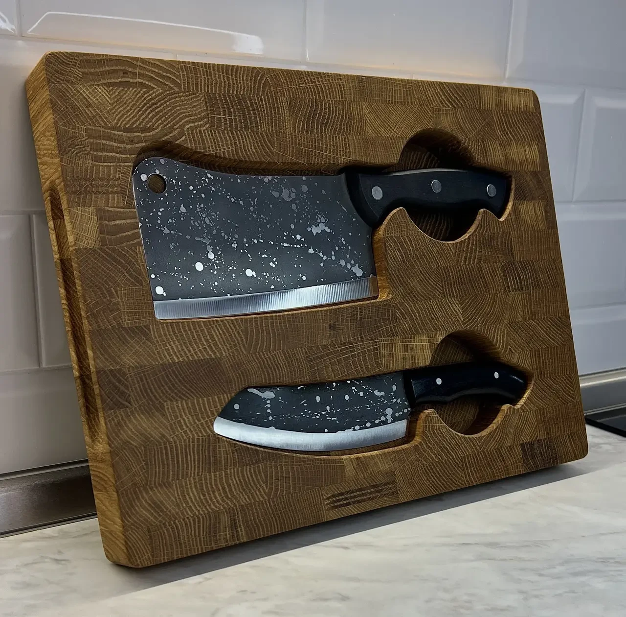 Набір кухонний Gorillas BBQ DS42 дошка обробна торцева з сапкою та ножем Чумацький шлях 3 пр. (27722369)