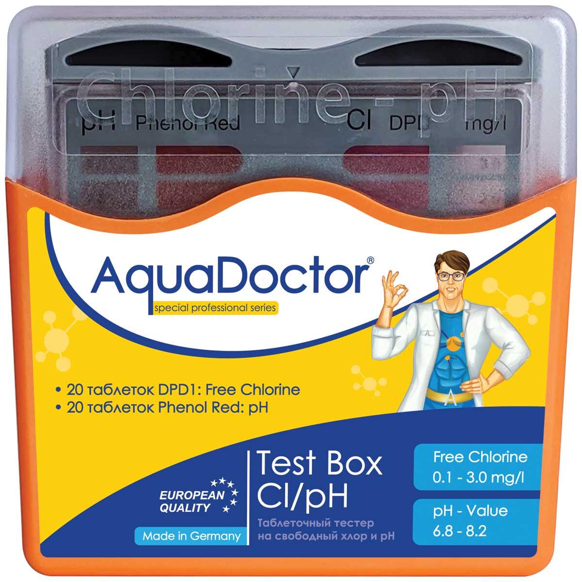 Тестер для бассейна в таблетках pH и CL AquaDoctor Box 20 тестов (23544) - фото 1