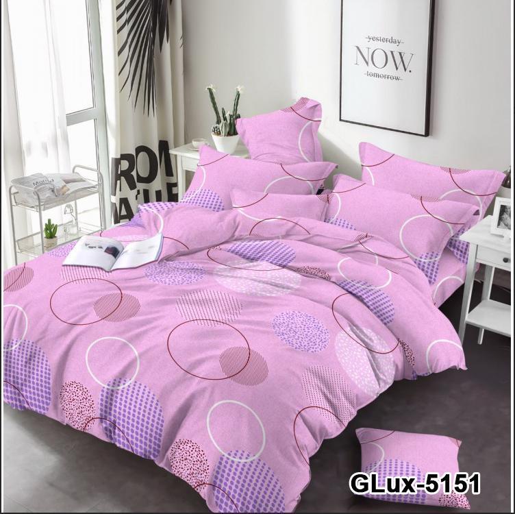 Простирадло двоспальне Абстракція коло бязь голд люкс 200х220 см Рожевий (20313519)