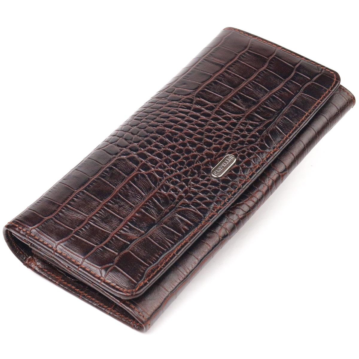 Кошелек женский CANPELLINI Wallet 21608 кожа с тиснением под крокодила Коричневый