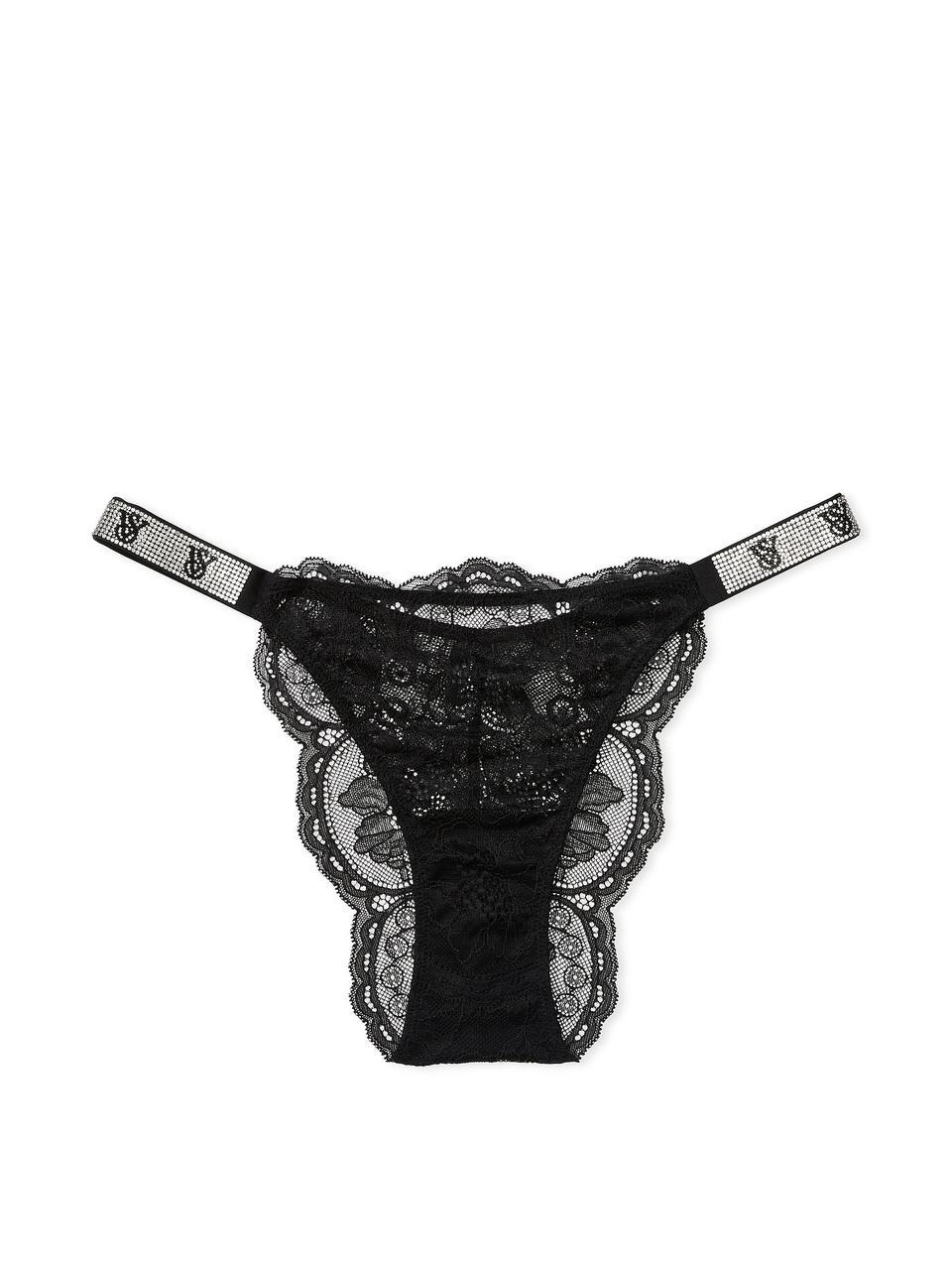 Труси жіночі Victoria's Secret Shine Strap Lace Brazilian S Чорний (2179693586) - фото 3