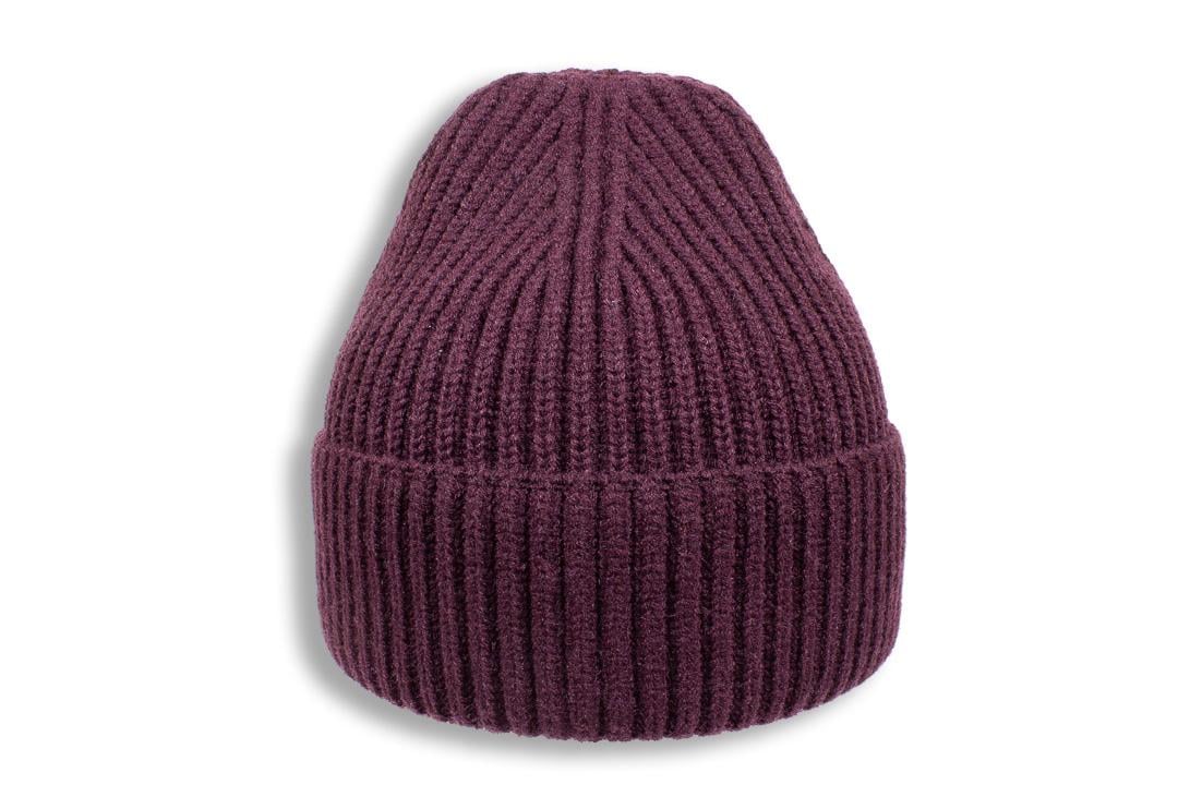 Шапка молодіжна Apex Айріс з відворотом кашемірова без підкладки one size Темно-бордовий (282117)
