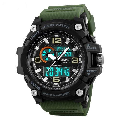 Наручные часы мужские с подсветкой Skmei 1283AG Black/Green (582567)