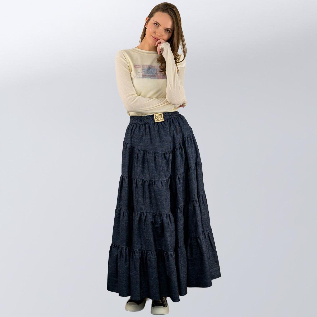 Спідниця жіноча хлопкова з воланами Christian Dior M Синій (2589902344) - фото 5 Спідниця жіноча хлопкова з воланами Christian Dior M Синій (2589902344) - фото 5
