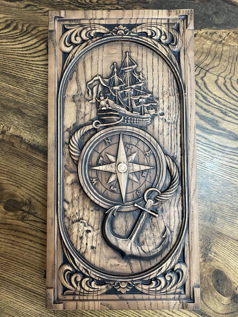 Нарды ручной работы деревянные ясень Морские 48 см (Н-108)