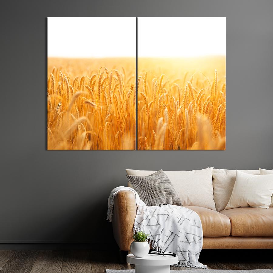 Картина Золотое пшеничное поле под белым небом 111x81 см (1950-2)