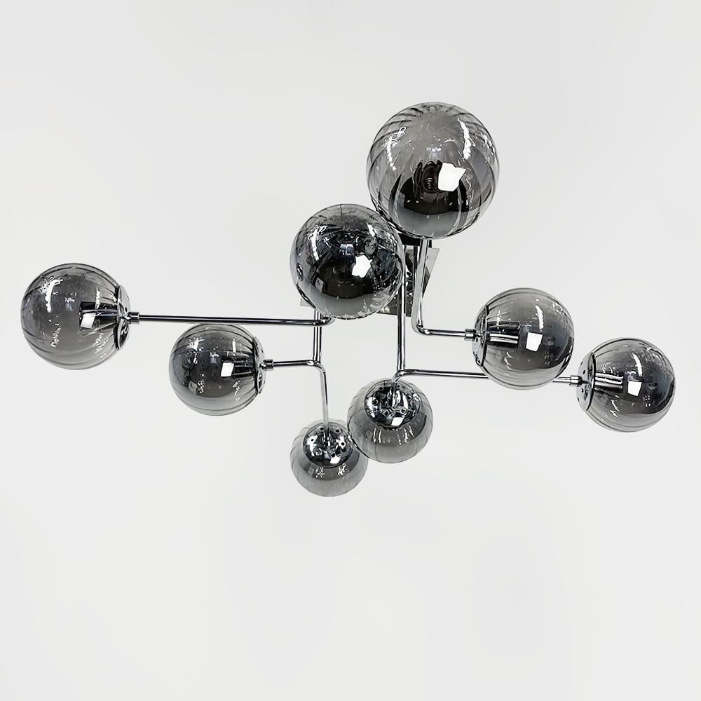 Люстра современная потолочная на 8 графитовых плафонов Хром (2693/8 (new) CH/GR) - фото 1