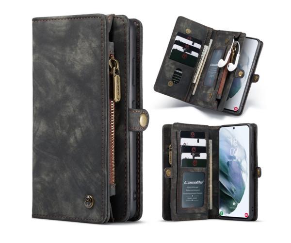 Чехол-кошелек CaseMe Retro Leather для Samsung Galaxy S21 Ultra, Black