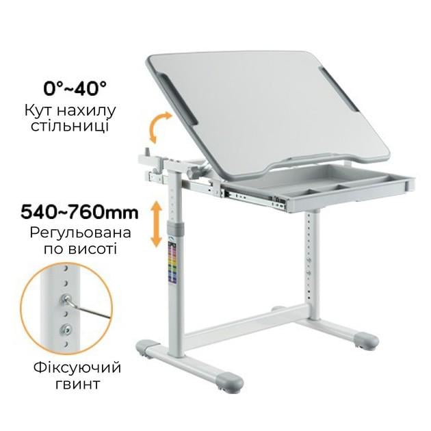 Парта-трансформер зі стільцем SECTOR Афіна Grey (27216921) - фото 2 Парта-трансформер зі стільцем SECTOR Афіна Grey (27216921) - фото 2
