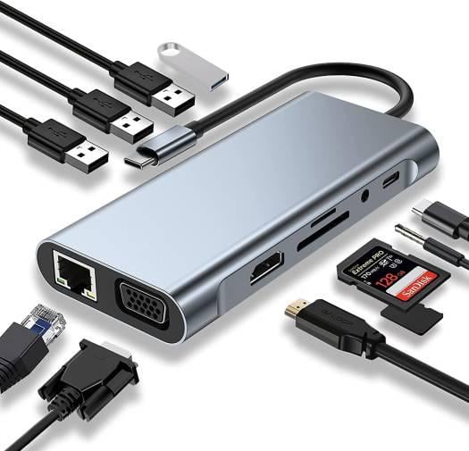Хаб Док станция 11в1 USB Type-C для ноутбука 11 портов - фото 3 Хаб Док станция 11в1 USB Type-C для ноутбука 11 портов - фото 3