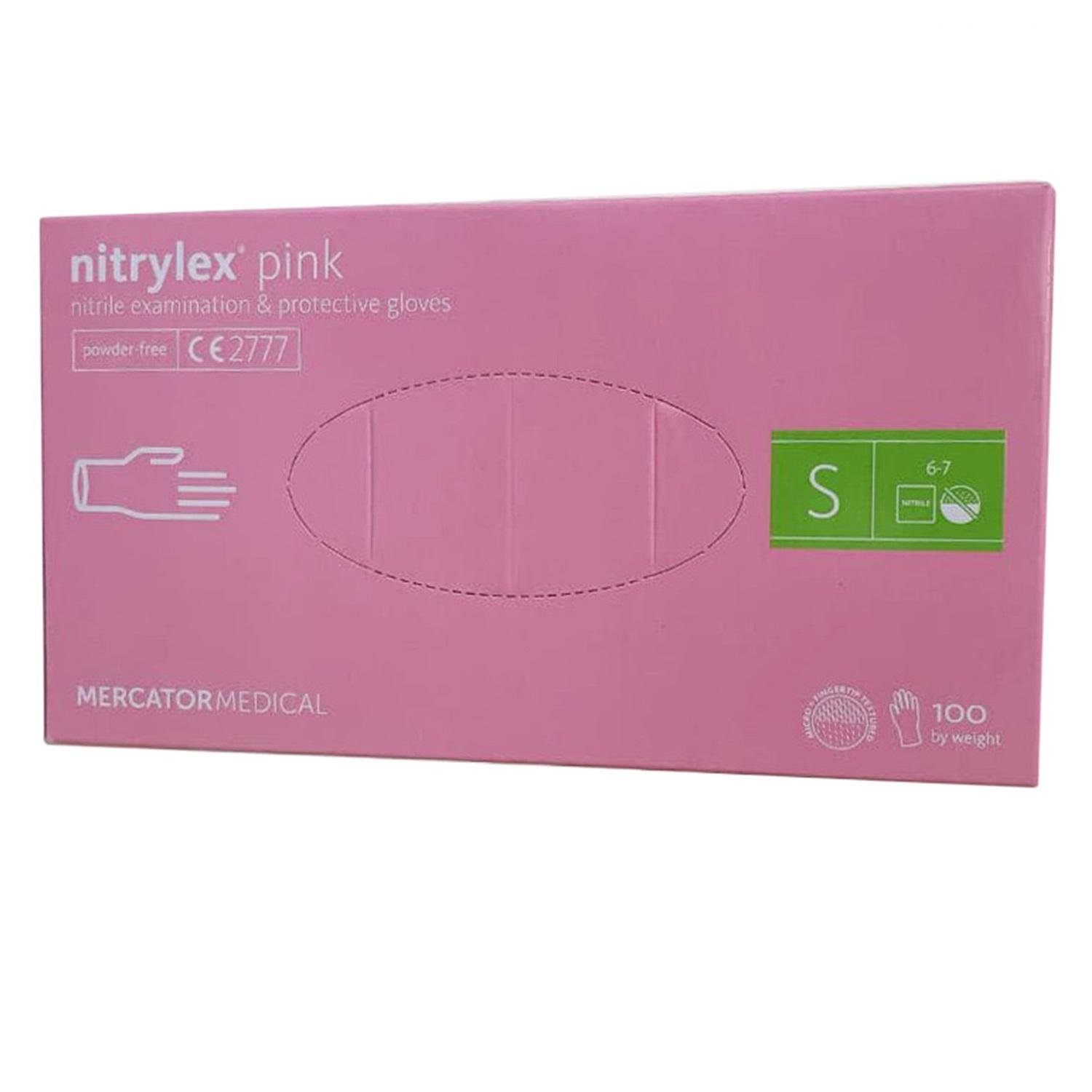 Рукавички нітрилові Mercator Medical nitrylex S 100 шт. Рожевий (EK00046)