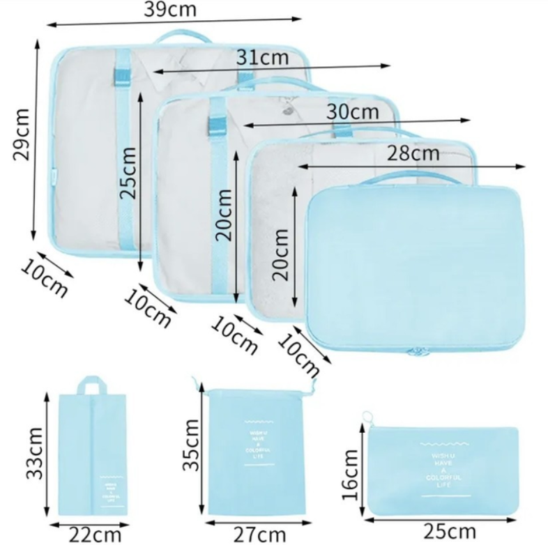 Комплект органайзерів для подорожей 8в1 Синій (КДО-43-74) - фото 2