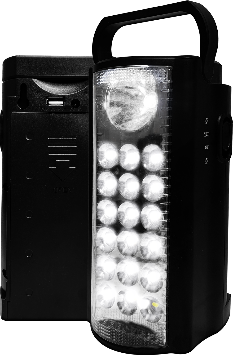 Фонарь LED Andowl Q-LED019X1 с Powerbank до 50 г с зарядкой 220V и портами USB 5V DC 9V Черный (098bb853) - фото 3