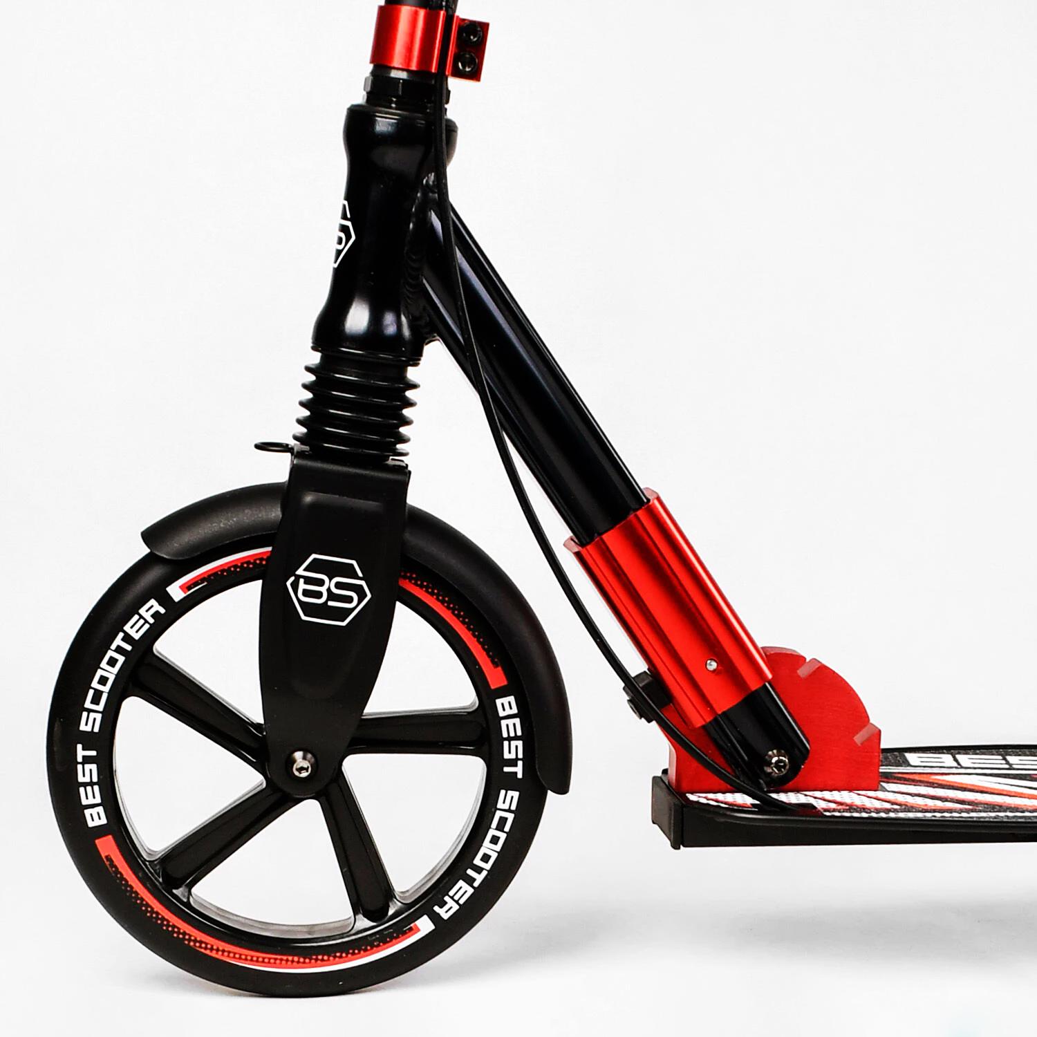 Самокат двоколісний складаний Best Scooter ліхтарик амортизатор Black/Red (113219) - фото 4