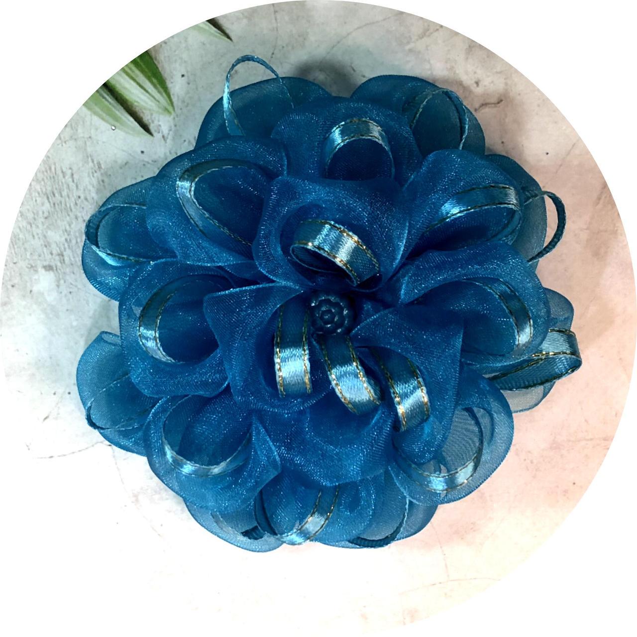 Бантик для волос детский на резинке D11 см Синий (10439)