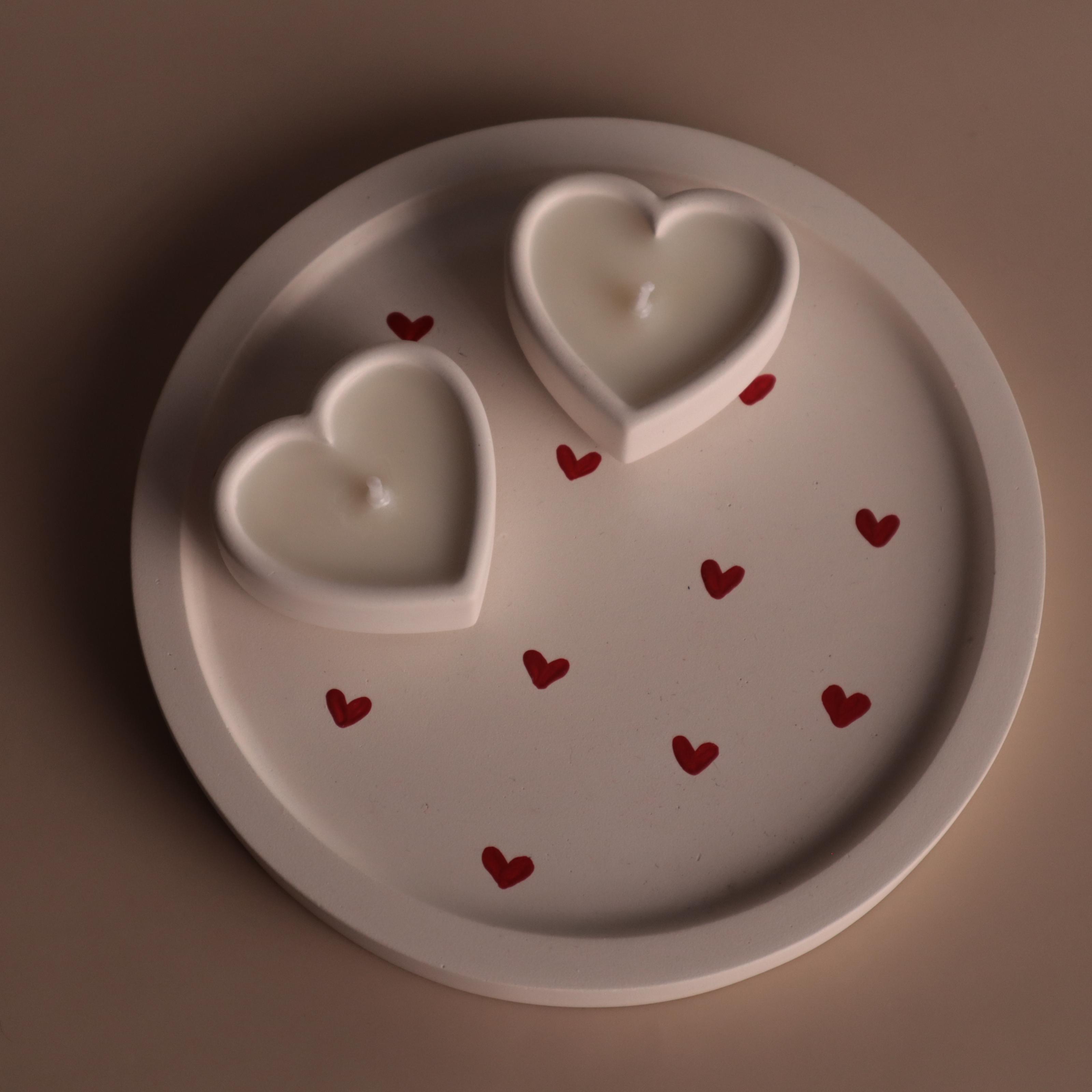 Подарунковий набір чайних аромасвічок Wax Harmony Ваніль Сердечко з підставкою кругла (300691)