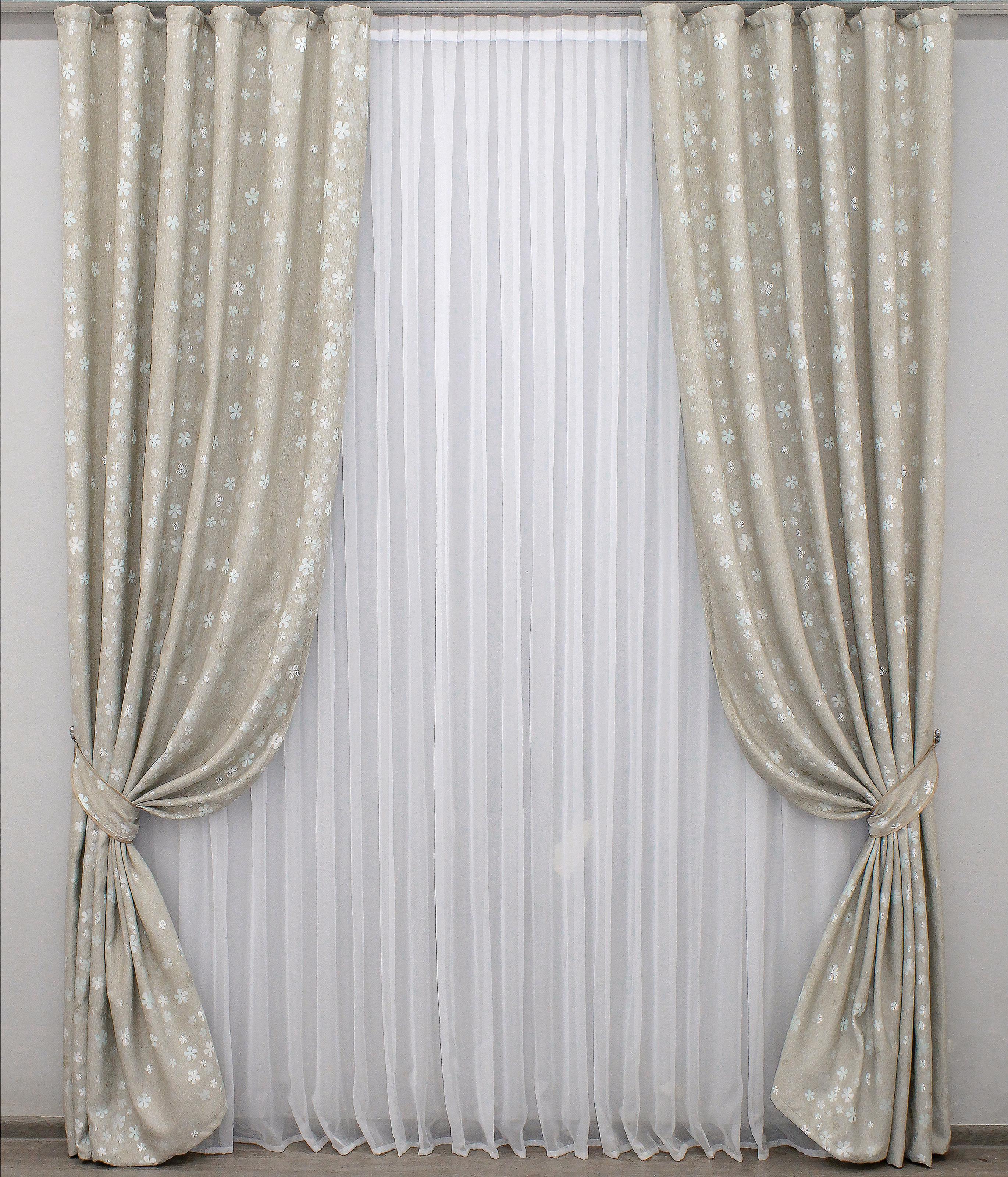 Комплект штор VR-Textil № 1169ш жаккард 150х275 см 2 шт. Бежевый (30-033)