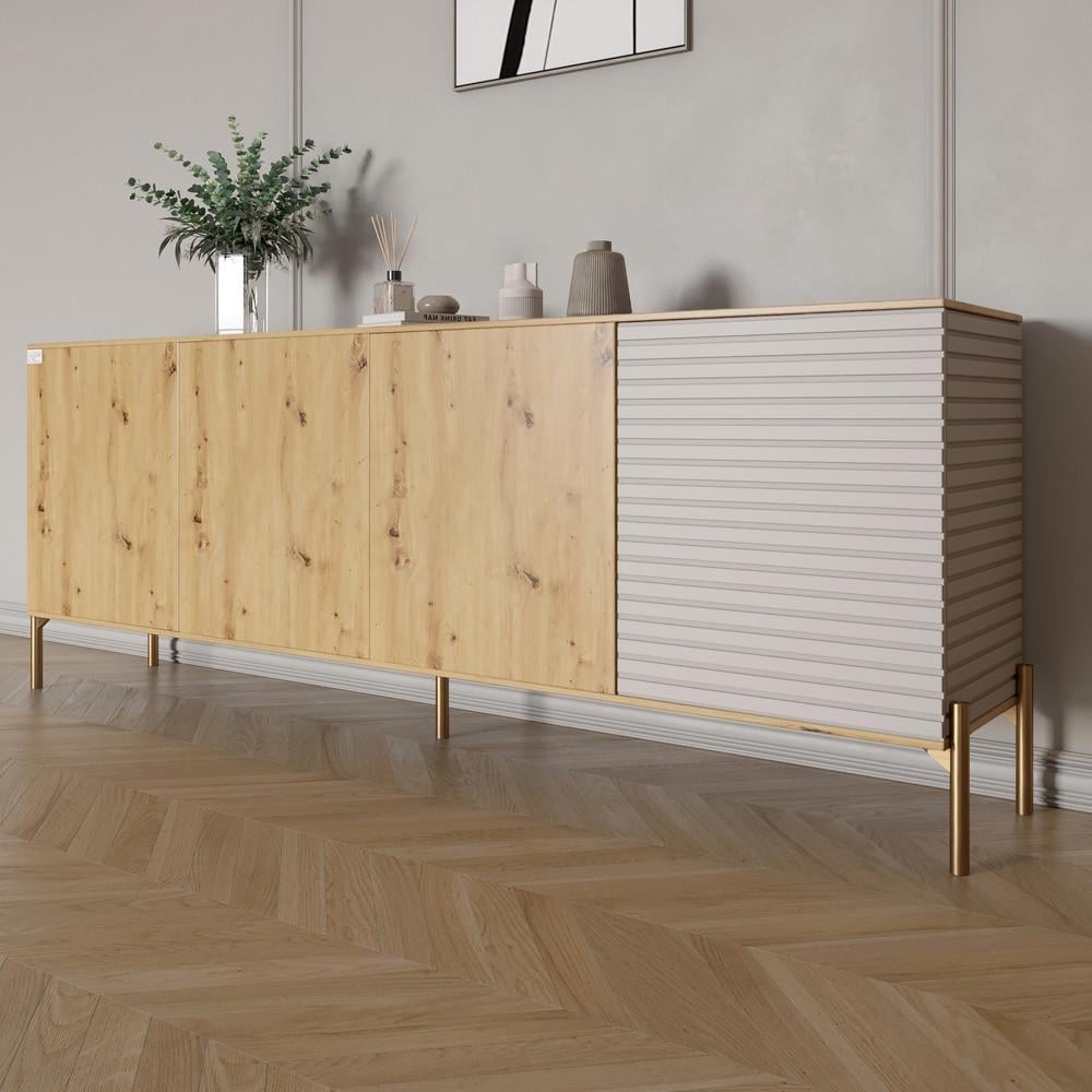 Комод на золотых металлических ножках Lion Грей 204x38x76,5 см Дуб Артизан/Кашемир (Lion-042641) Комод на золотых металлических ножках Lion Грей 204x38x76,5 см Дуб Артизан/Кашемир (Lion-042641)