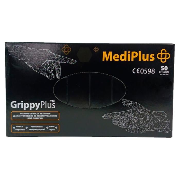 Перчатки нитриловые MEDIPLUS GrippyPlus неопудренные M 50 шт. Black (GrippyPlus M) Перчатки нитриловые MEDIPLUS GrippyPlus неопудренные M 50 шт. Black (GrippyPlus M)