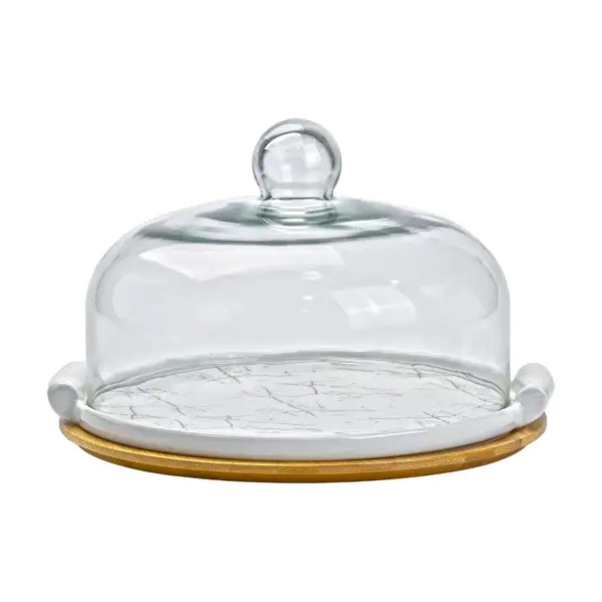 Тортовница керамическая со стеклянной крышкой HP1204 29 см (A-032753) - фото 1