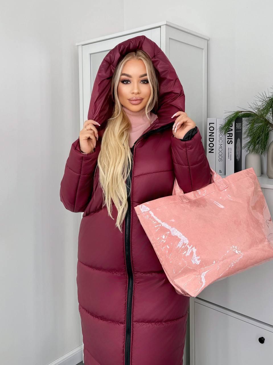 Пуховик жіночий зимовий подовжений до -20°С батал 6XL-7XL Марсала (OV-1099MAR-6XL-7XL) - фото 8