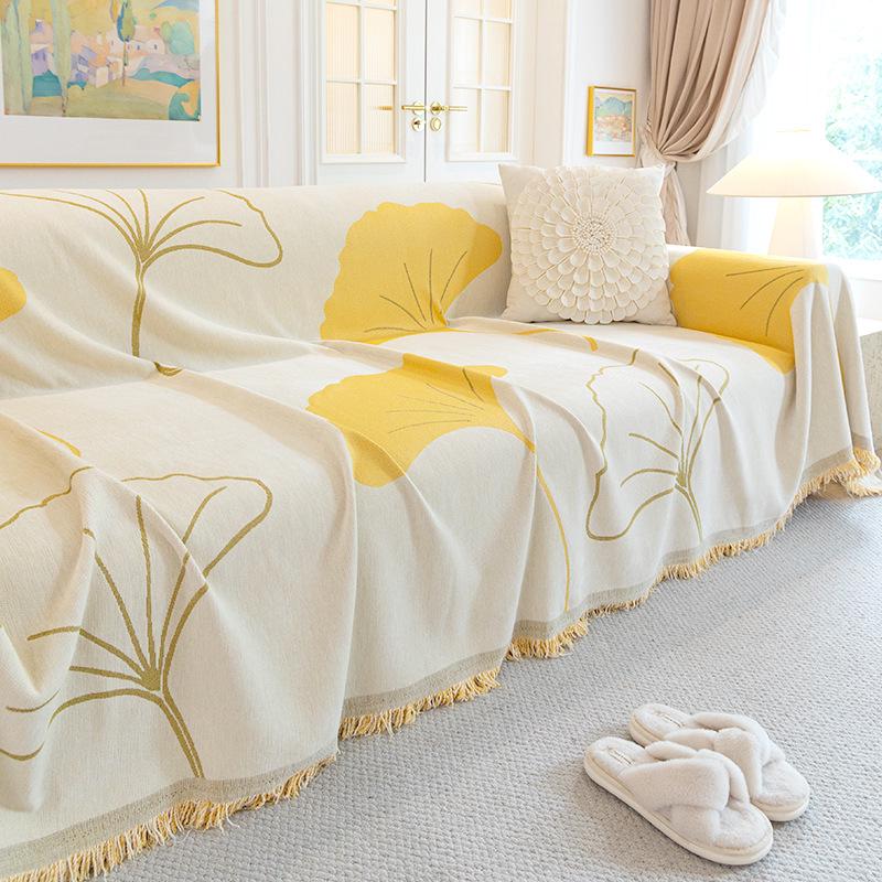Плед покрывало на диван и кровать для мягкой мебели 180х230 см Желтый с белым - фото 5