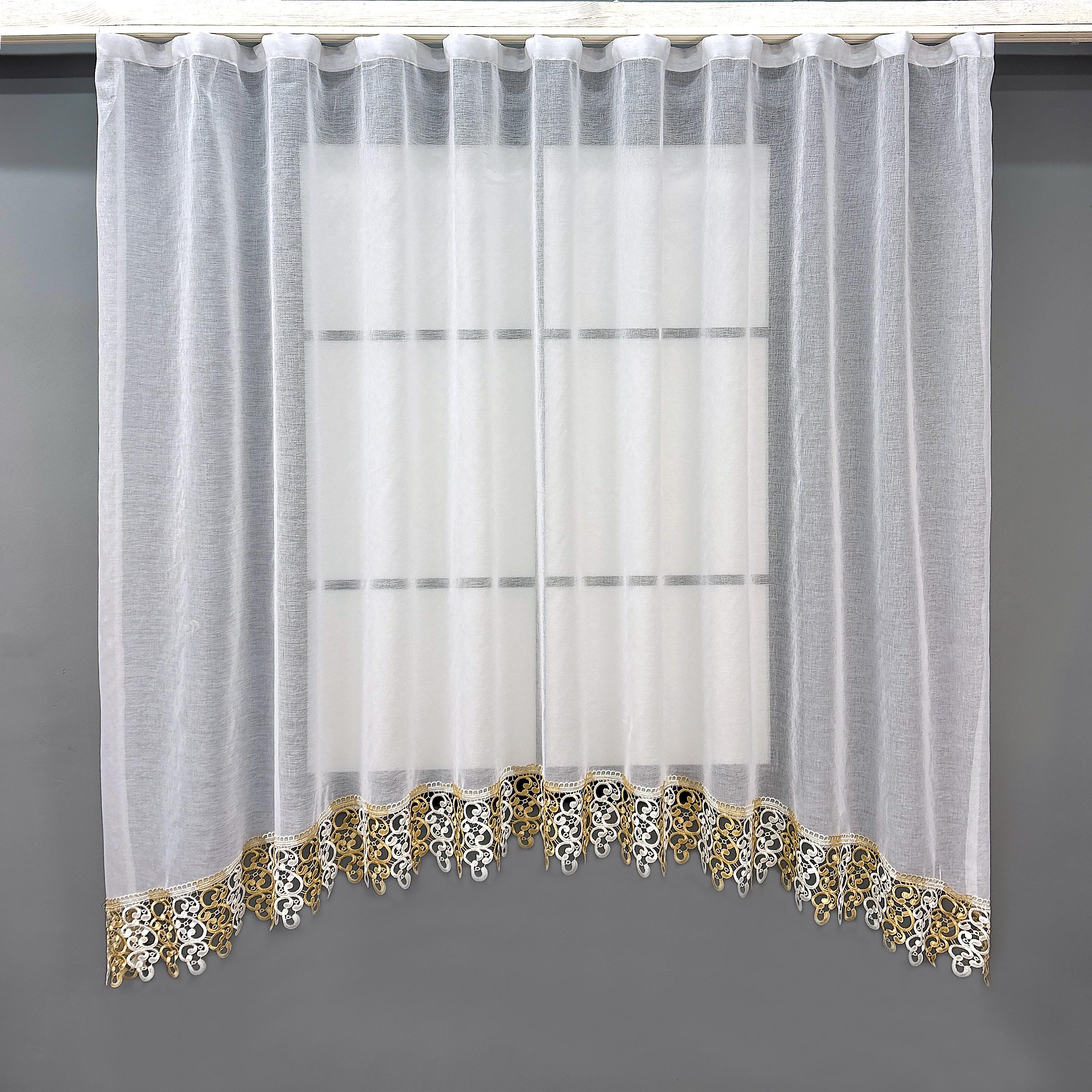 Арка кухонна VR-Textil № 000к мікро-льон з макраме 270х170 см Білий (51-217)