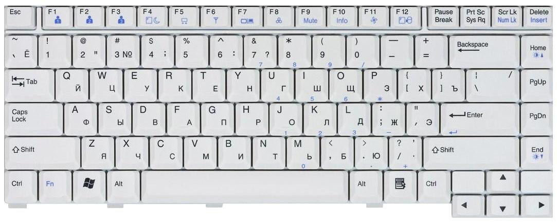 Клавиатура для ноутбука LG W4/M1 White
