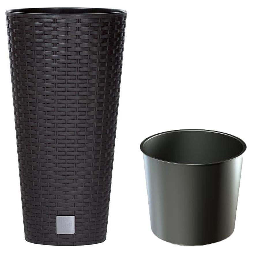 Горщик для квітів Prosperplast Rato тубус із вставкою високий 20х32 см Коричневий (77965-440)