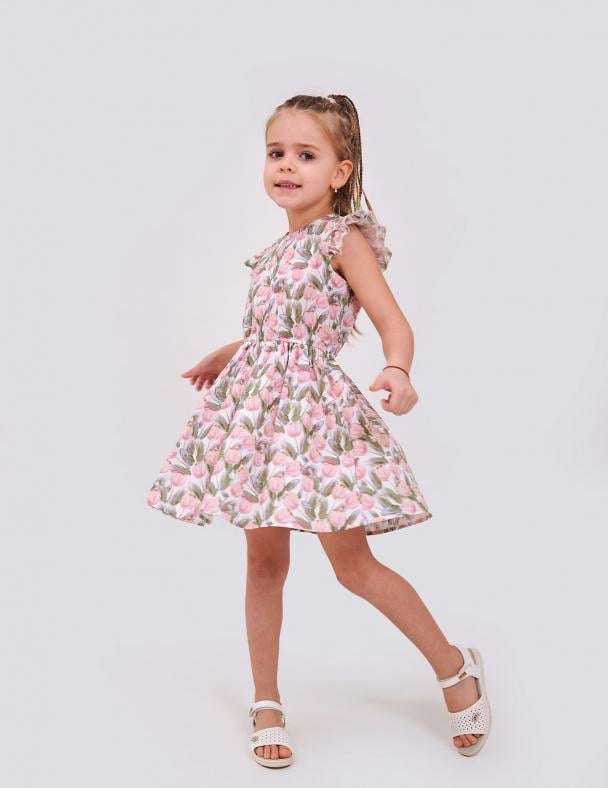 Платье для девочки Smil розовые тюльпаны 98 см ситец (120426-1)