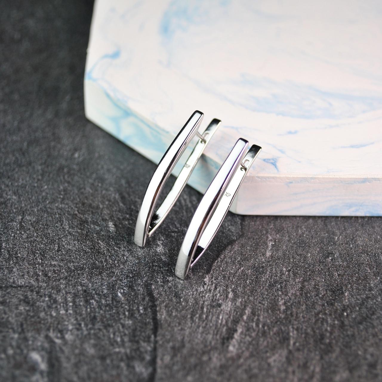 Сережки довгі скоби медична сталь родій (x087-1) Сережки довгі скоби медична сталь родій (x087-1)