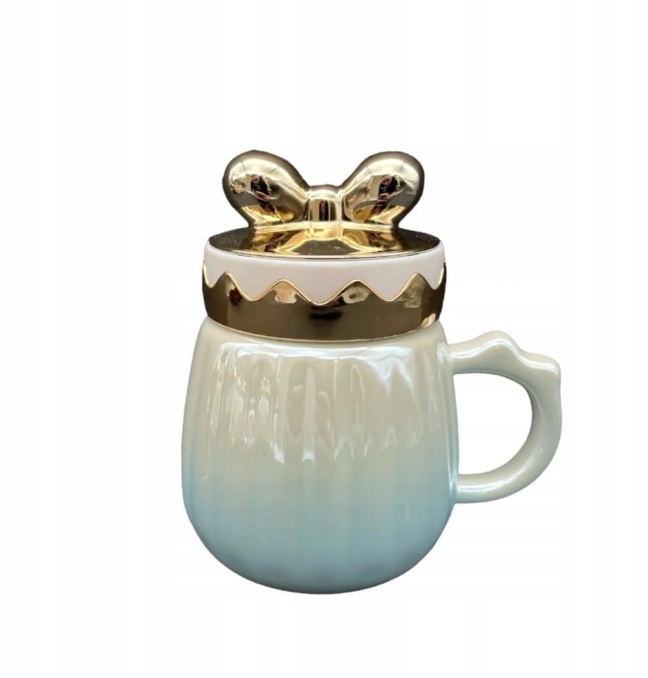 Чашка Lirmatur Бантик кераміка з кришкою 400 мл Блакитний (15414094) Чашка Lirmatur Бантик кераміка з кришкою 400 мл Блакитний (15414094)