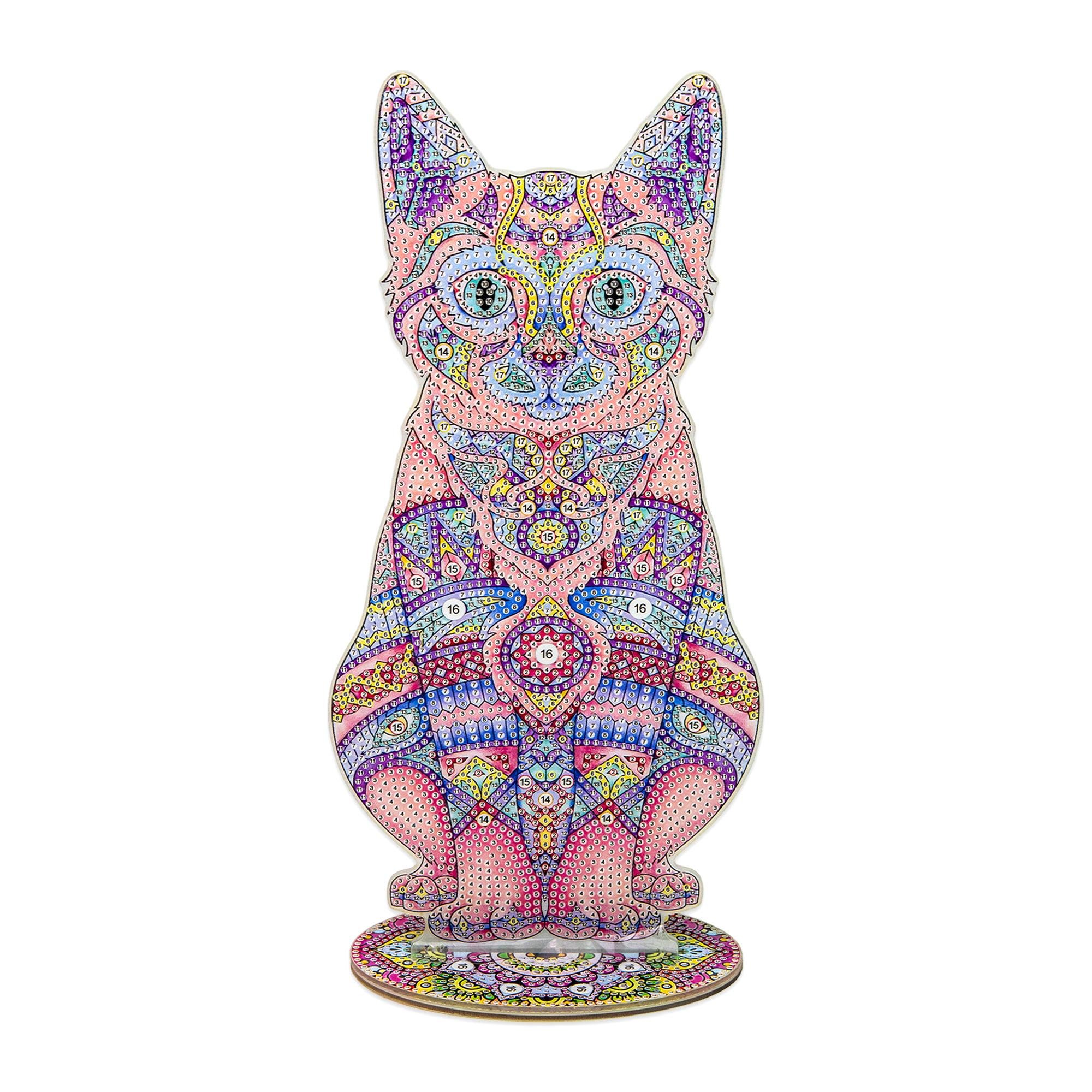 Алмазная мозаика на подрамнике Strateg Премиум Котенок на подставке 30x30 см (Str-BJP13)