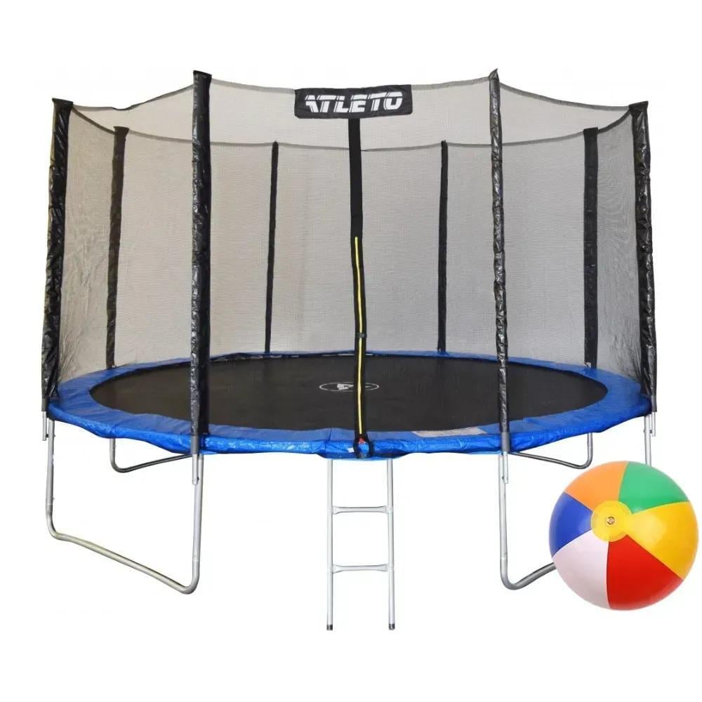Батут дитячий Atleto з сіткою та драбиною 404 см