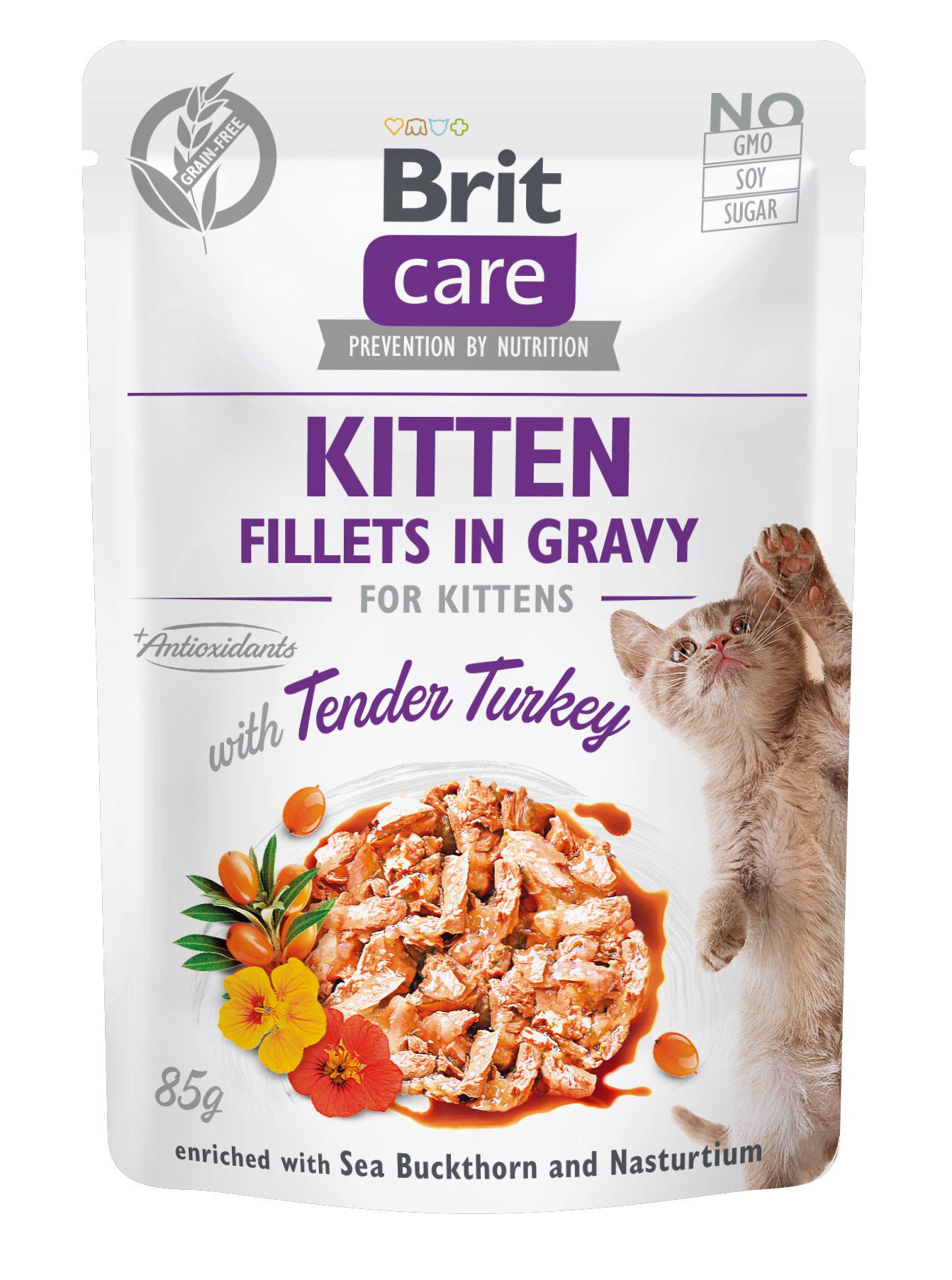 Корм консервований Brit Care Kitten Fillets In Gravy with Tender Turkey 85 г (100531/0532)