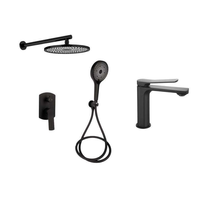 Комплект смесителей Qtap Slavonice душевая система QTSLA113BLM45900/смеситель для раковины QTSLA1042103B (SD00053840)