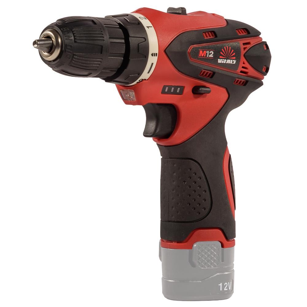Дрель-шуруповерт Vitals AU 1221c аккумуляторная с подсветкой и быстрозажимным патроном 12V Черный с красным (21-56-235335) Дрель-шуруповерт Vitals AU 1221c аккумуляторная с подсветкой и быстрозажимным патроном 12V Черный с красным (21-56-235335)