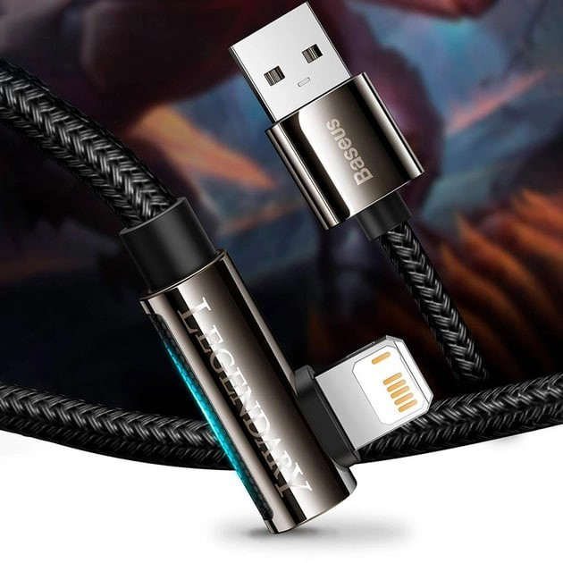 Кабель BASEUS Legend Series Elbow Fast Charging Data Cable USB to iP 2.4A 1 м Black - фото 4