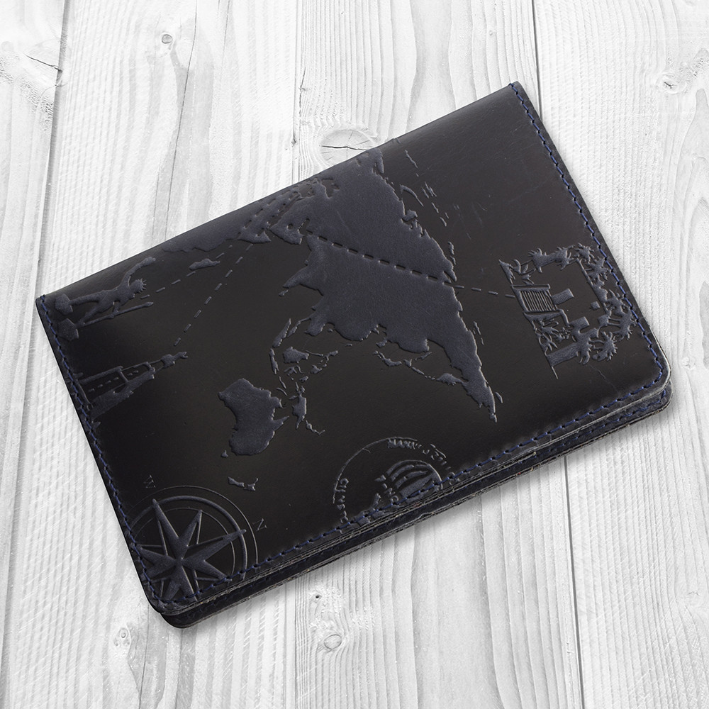 Портмоне 7 Wonders of The World з матової натуральної шкіри Синій (PB-02-S19-4013-T002)