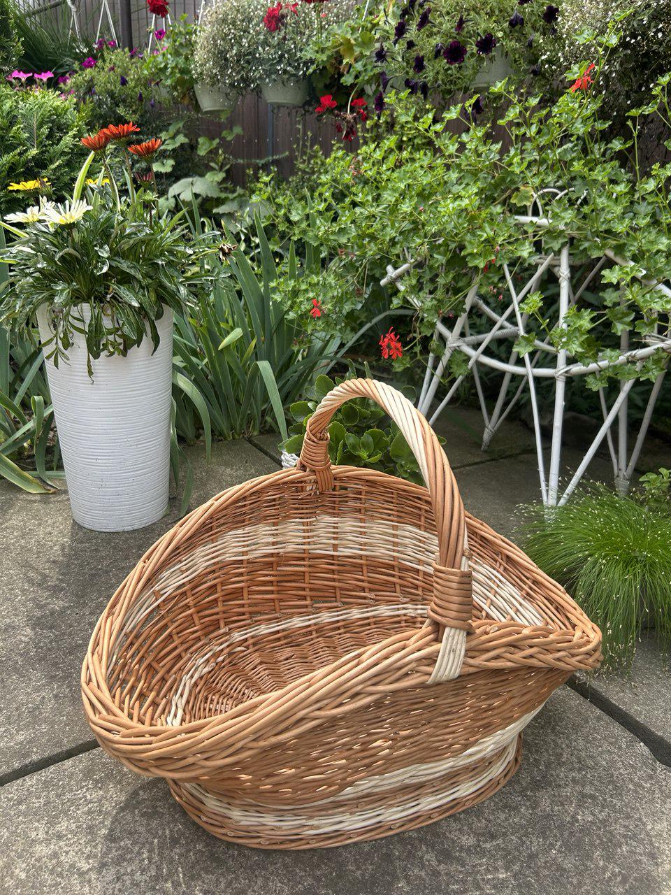 Корзина широкая плетеная из лозы Сімейний Затишок Белый/Коричневый - фото 5