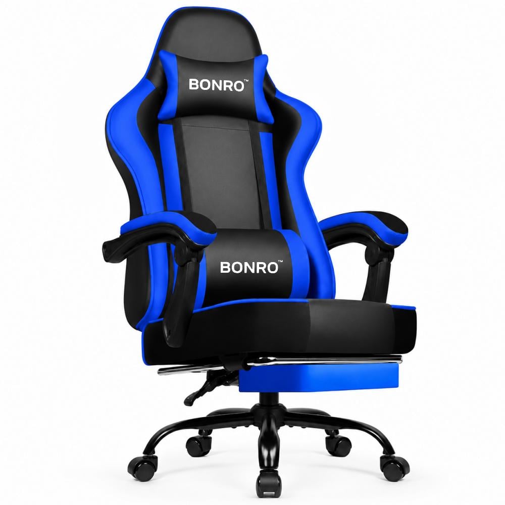 Кресло офисное с подставкой для ног Bonro B-059 Черно-синий (42412133) Кресло офисное с подставкой для ног Bonro B-059 Черно-синий (42412133)