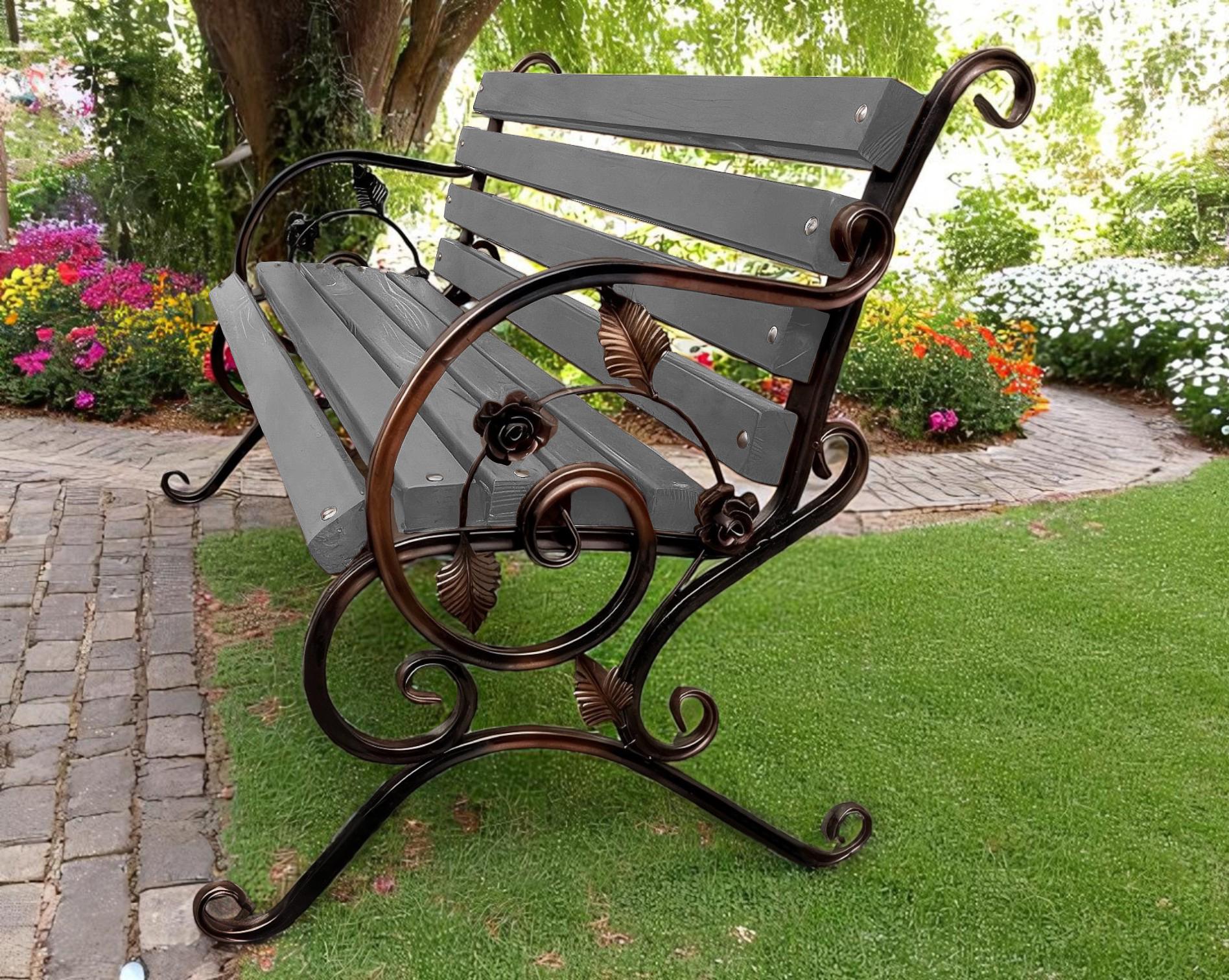 Скамейка садовая кованая Tobi Sho Камелия с подлокотниками 130 см Антрацит - фото 2 Скамейка садовая кованая Tobi Sho Камелия с подлокотниками 130 см Антрацит - фото 2