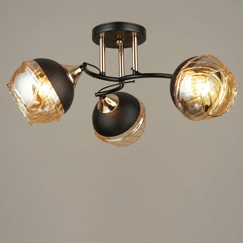 Люстра потолочная Light House SRS-19588/3 BK/FGD Золотой/Черный/Янтарный