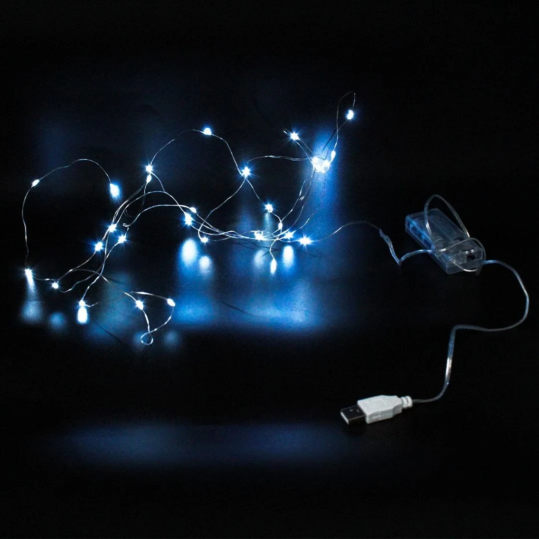 Гірлянда Xmas Крапля роси від батарейок/USB 50 Led 5 м Copper/Blue (FG2)