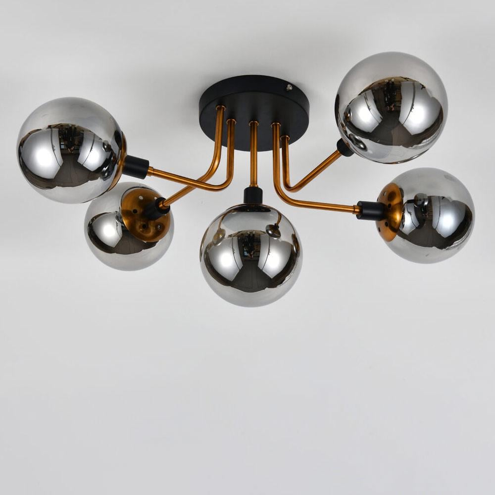 Люстра молекула потолочная Light House SRS-20638/5 BK+GD плафоны глянцевые Черный/Золотой