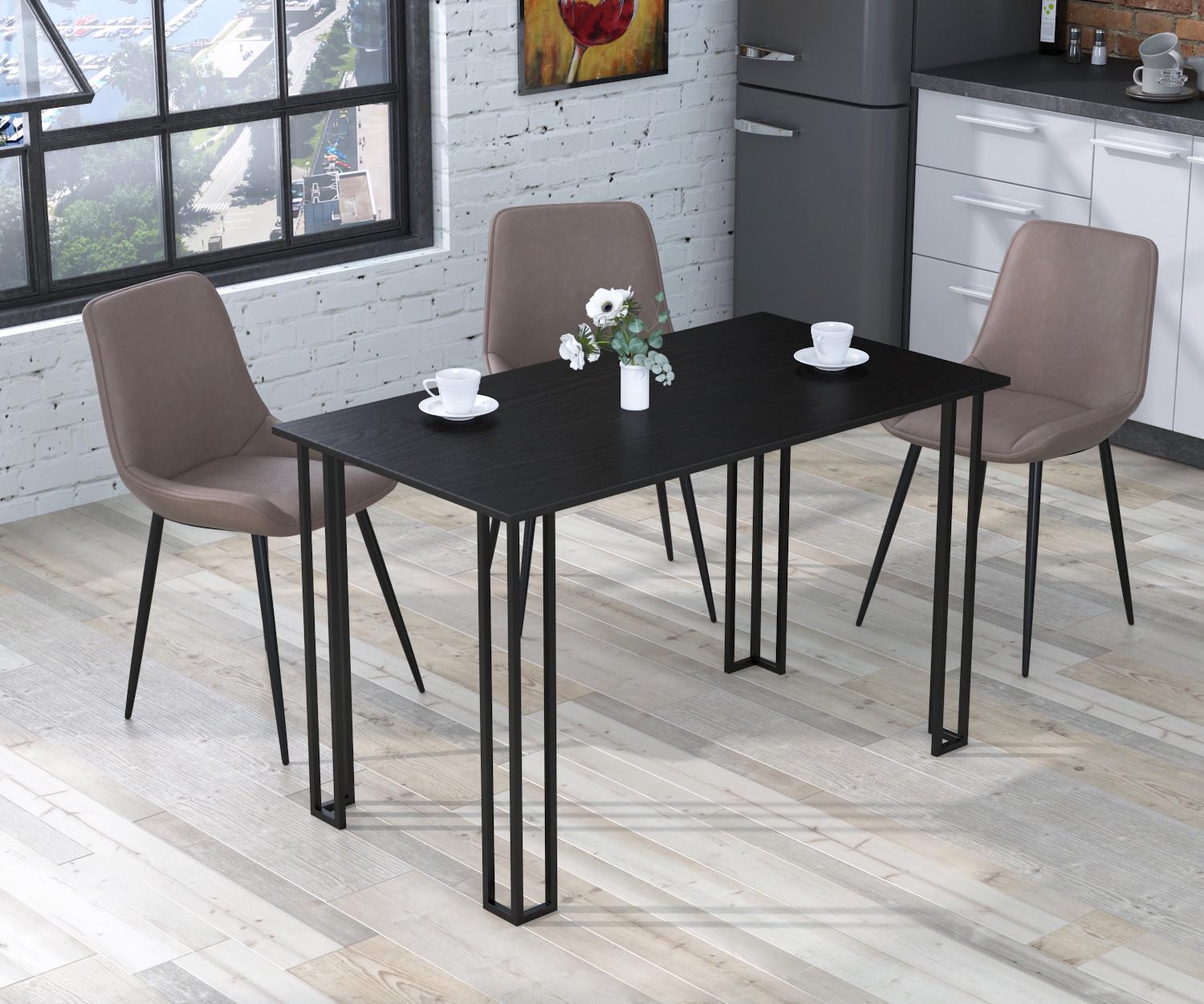 Обеденный стол Loft Design Сквер 120x65 см с прямыми углами Венге Луизиана (12517709)