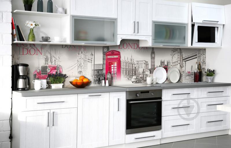 Скинали на кухню Zatarga «Телефонная будка» 600х2500 мм виниловая 3Д наклейка кухонный фартук самоклеящаяся