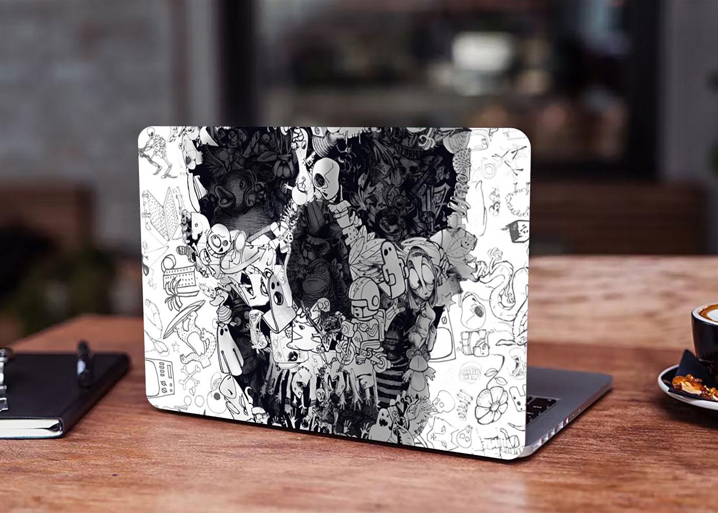 Декоративная наклейка на ноутбук 17,3" Doodle Skull 400х260 мм (100323_17)