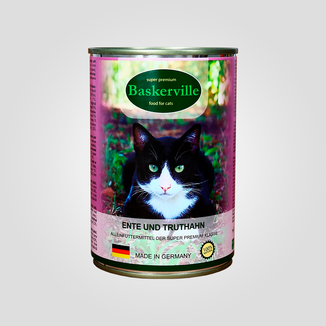 Консерва для кошек Baskerville утка с индейкой 400 г (20502486)